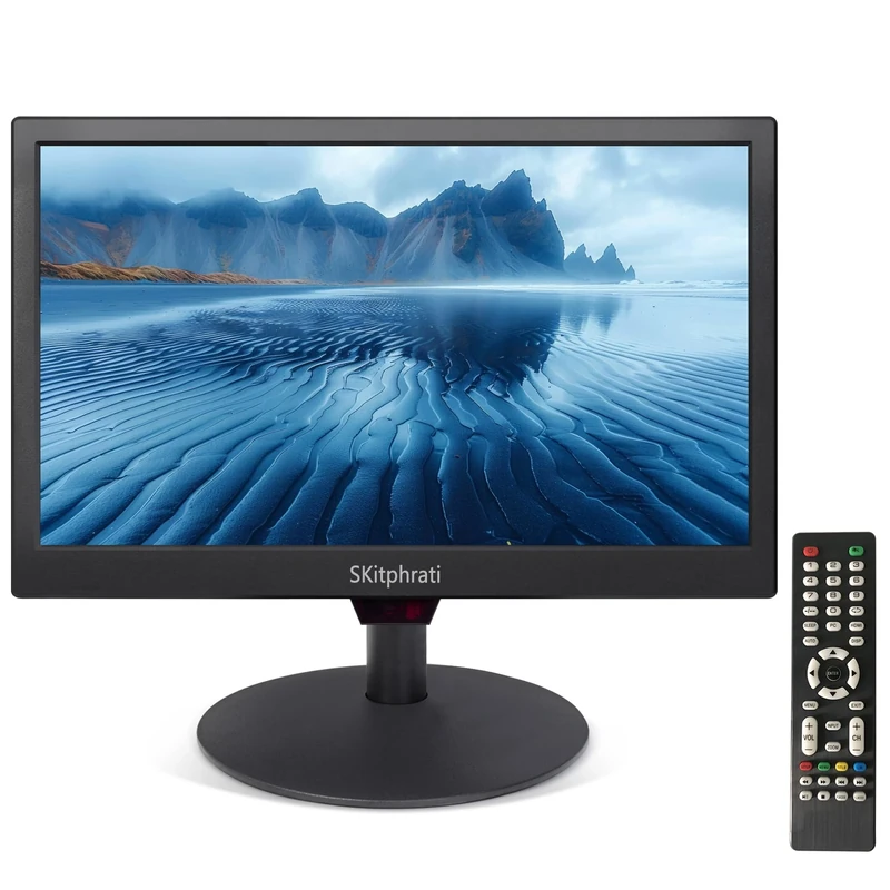 SKitphrati 15.6 Inch Small PC Monitor, 1366x768 Screen Desktop Monitor with HDMI VGA BNC Ports, VESA Mounting, LED Monitor for PC, Laptop and Computer, Built in Speaker