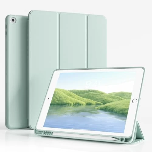 ZKTUYU iPad 10th Generation Case with Pencil Holder Soft Silicone Case for iPad 10.9 inch, Light Green