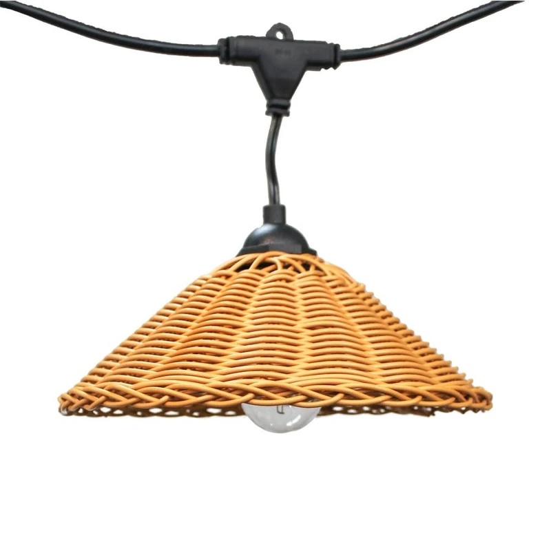 wonderlamp - Purna 8W Outdoor Solar String Lights with Rattan Display and Remote Control, E27 - Image 1