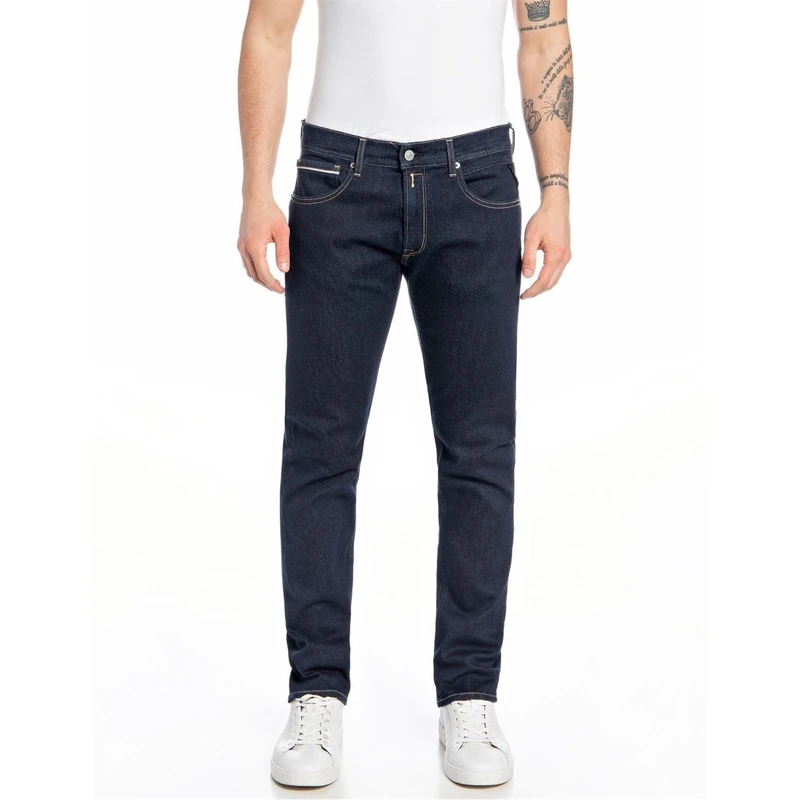 REPLAY Herren Jeans Anbass Slim-Fit Hyperflex mit Stretch, Dark Blue 007-3 (Blau), 34W / 36L