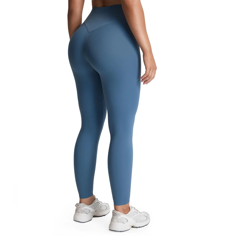 Aoxjox High Waisted Workout Leggings for Women Tummy Control Buttery Soft Yoga Metamorph Deep V Pants 26", Steel Blue, S