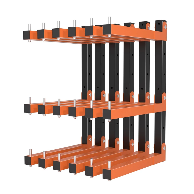 Lumber Storage Rack Wall-Mounted Lumber Racks Heavy Duty Wood Storage Rack with 9-Level Holds Up 1080 LB Sturdy Folding Garage Wood Organizer Orange Shelving Metal Shelf for Indoor & Outdoor- 6 Pack