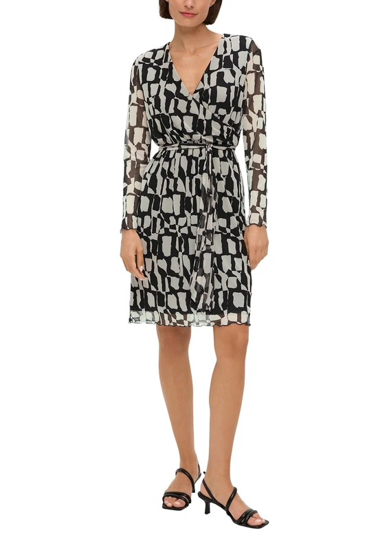 s.Oliver Black Label Elegant Mesh Dress in Wrap Look, 99a1, 8