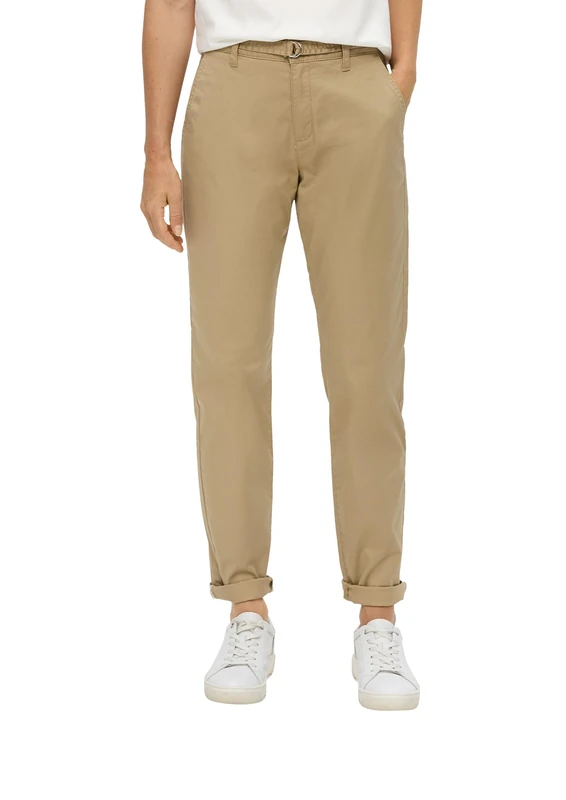 s.Oliver Regular: Chino Trousers with Belt, Beige 8238, 12