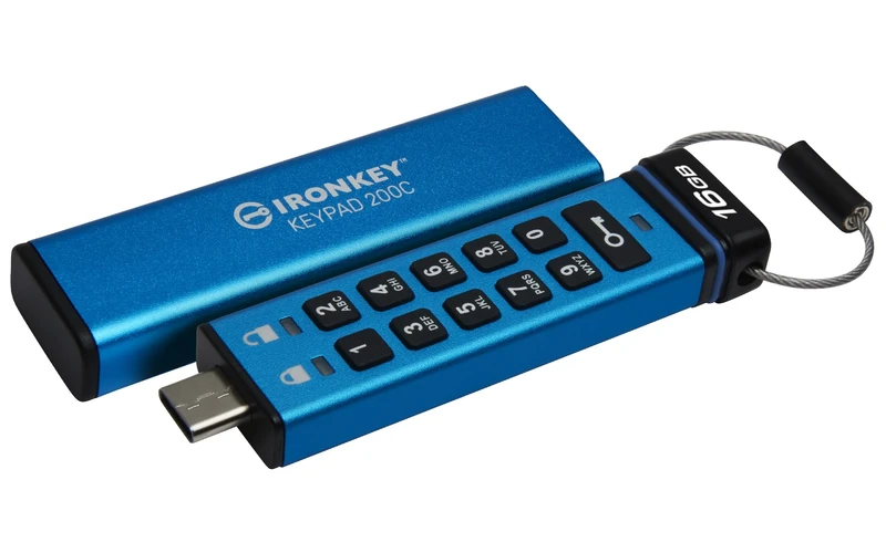 Kingston IronKey Keypad 200C Type-C hardware-encrypted USB Flash Drive FIPS 140-3 Level 3 (Pending) with XTS-AES 256-bit Hardware Encryption -IKKP200C/16GB