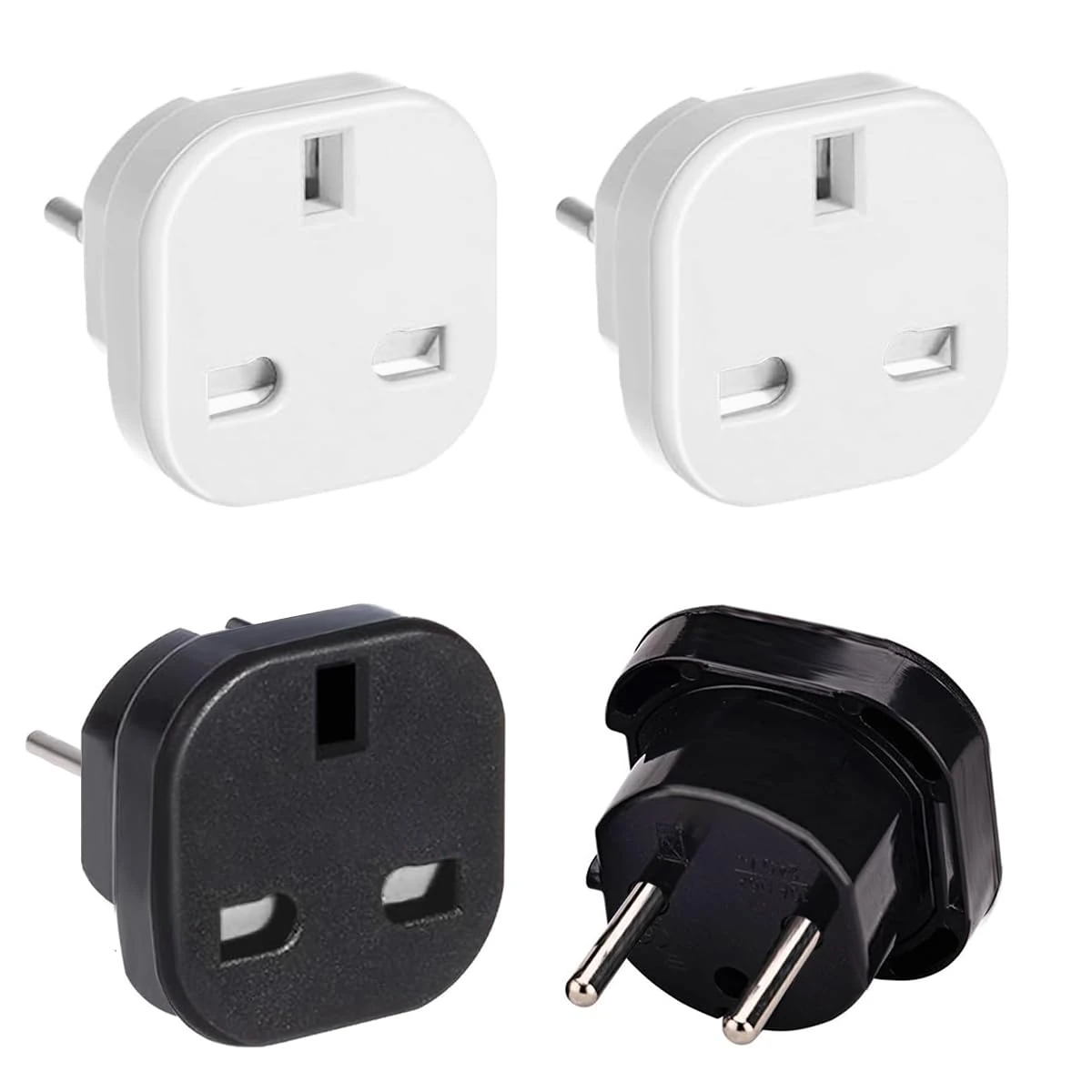 UK to European Plug Adapter,4 Pack EU Travel Adaptor Europe Converter Type C, E, F for Spain, France, Italy, Portugal, Germany, Netherlands, Greece, Poland, Turkey and More