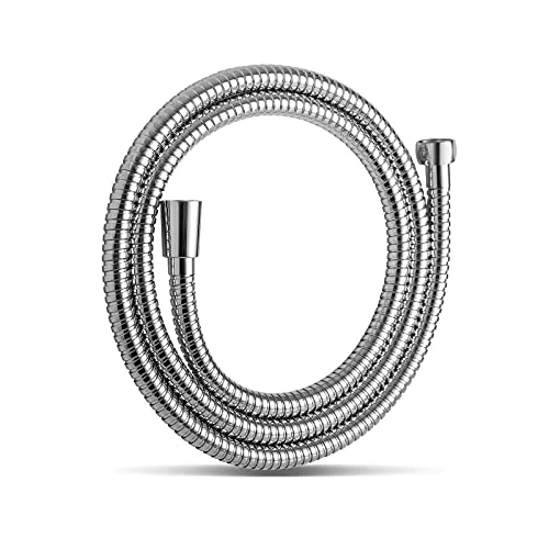 OFFO 6ft Kink Free Stainless Steel Electroplated Handheld Shower Hose Flex Hoses Extension with Brass Insert and Nut for Pet Bathing Cleaning Chrome