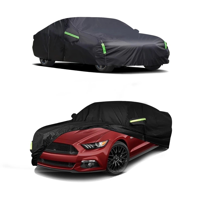 Waterproof Full Car Cover Replace for 1994-2023 Ford Mustang, 6 Layers All Weather Custom-fit Car Cover with Zipper Door Windproof Bands, Sun Rain UV Dust Protection