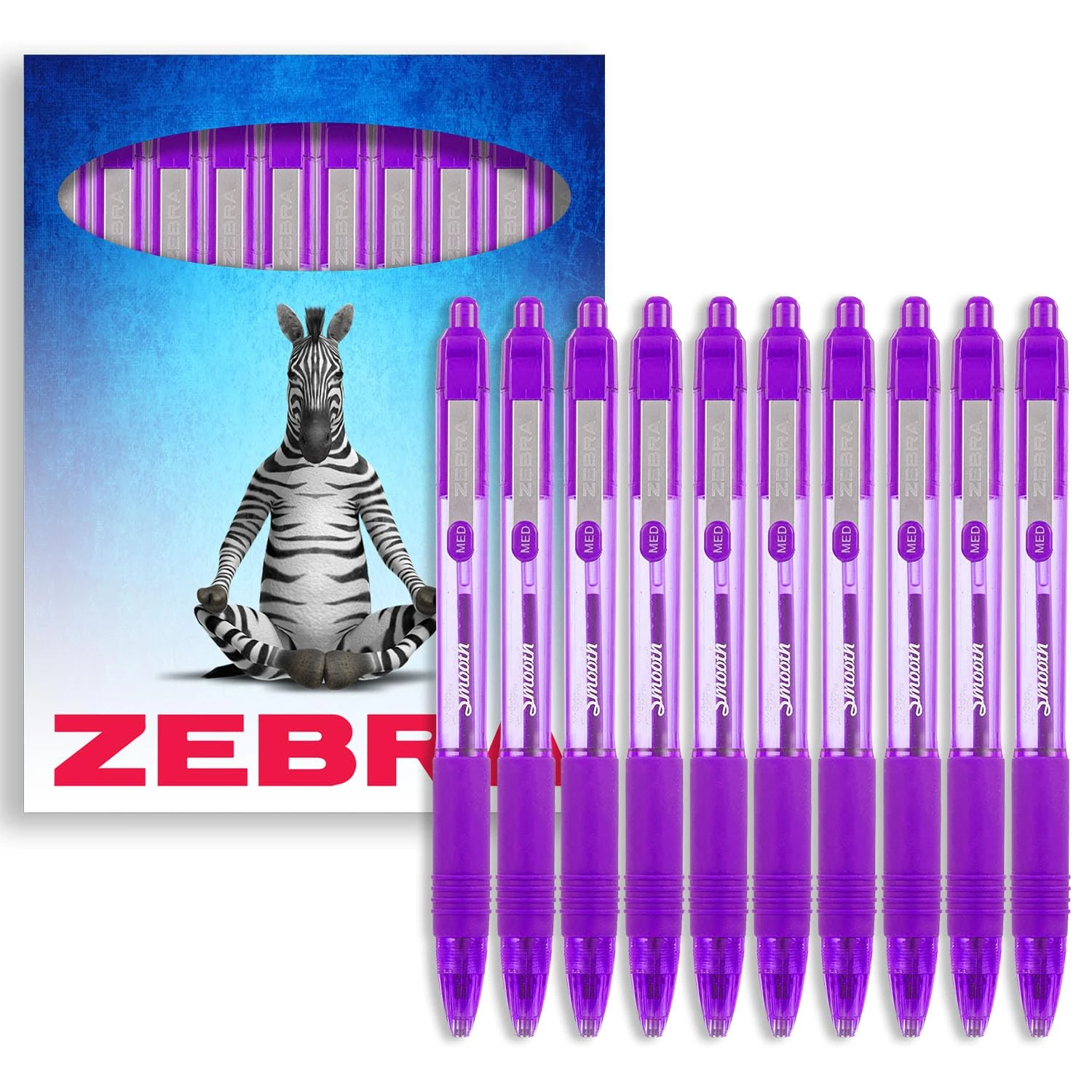 Zebra Z-Grip Smooth Ballpoint Pen - 1.0mm - Pack of 10 - in Zebra Cardboard Packaging (Violet)
