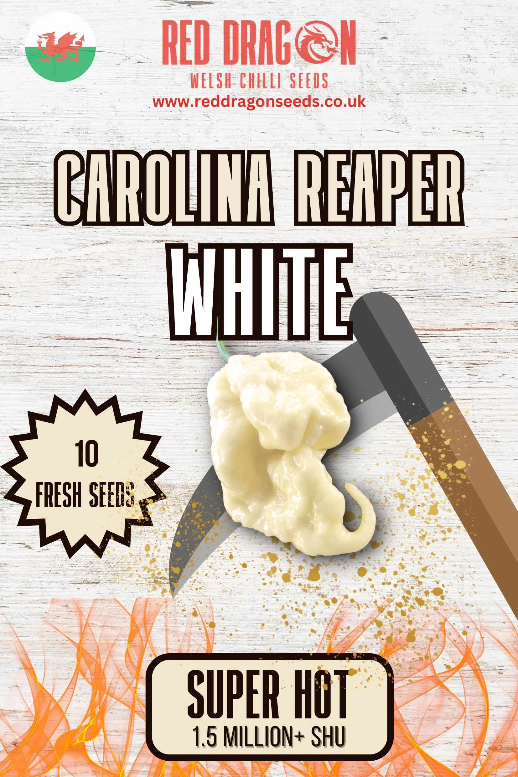 Carolina Reaper White Chilli Seeds - 10 Fresh Carolina Reaper White Pepper Seeds