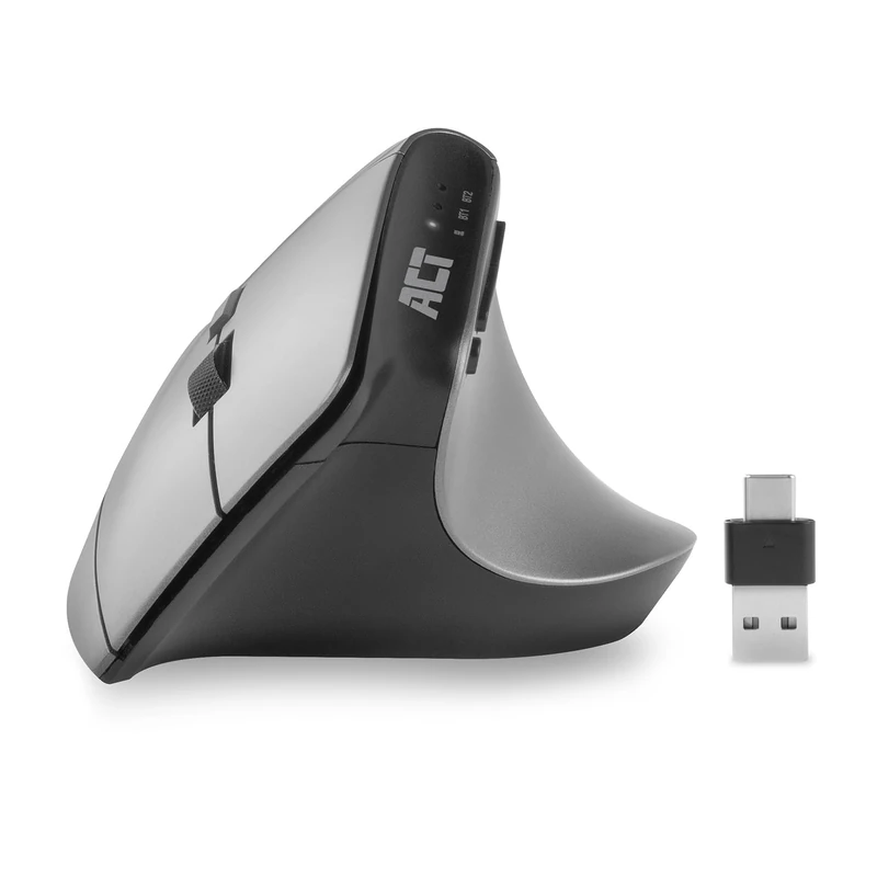 ACT Vertical Mouse, 2400 DPI, Right Handed Only, Ergonomic Mouse Anti RSI, Wireless Mouse Bluetooth 5.0 USB C and USB A - 2.4Ghz, Up to 3 Devices - AC5155