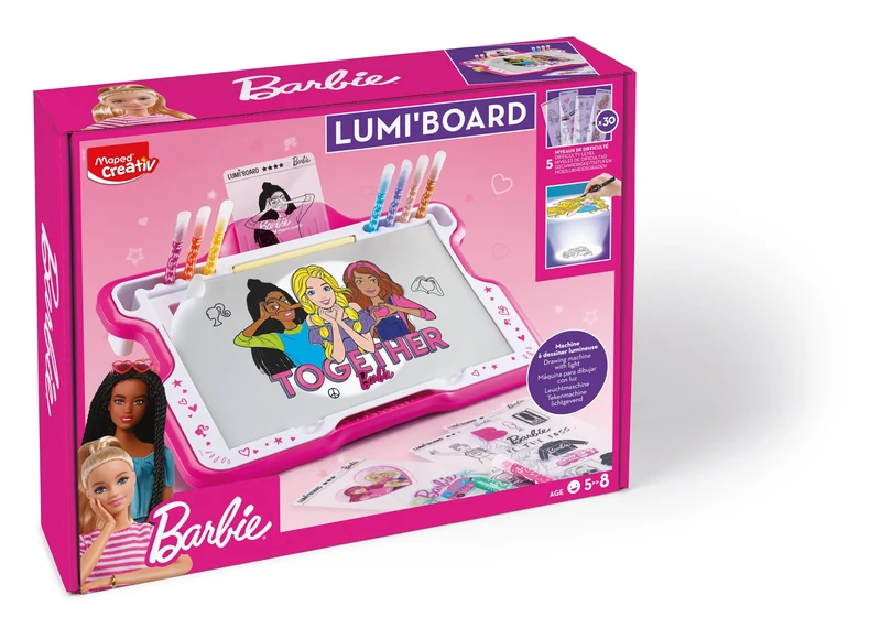 Maped Creative Light Table, Light Table, Alternator Lumi'board Barbie, with 250 x Barbie Motifs on 30 Sheets, from 5 Years