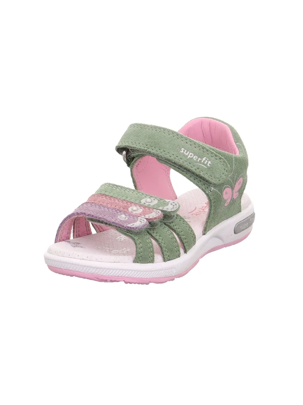 Superfit Girls Emily Sandal, Light Green Pink 7510, 8.5 UK Child Wide