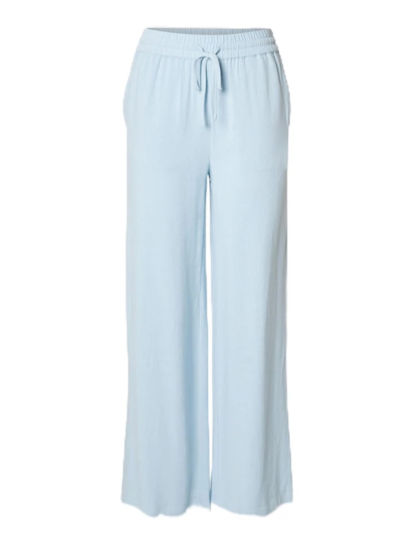 SELECTED FEMME Women's Slfviva-gulia Hw Long Linen Trousers Noos Fabric Trousers, Cashmere Blue, 12