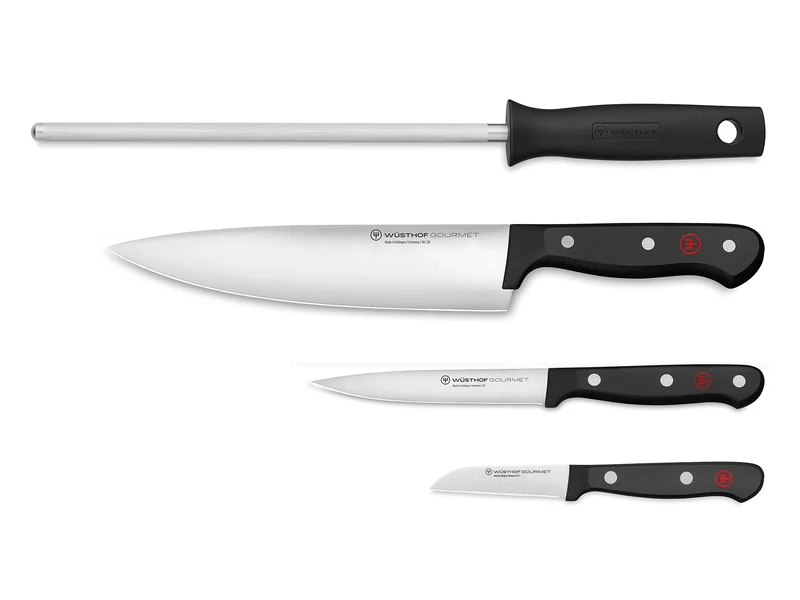 WÜSTHOF Gourmet 4-piece Knife Set, Black and Silver