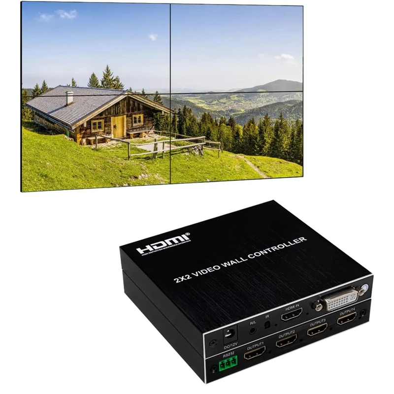 2x2 Video Wall Controller | 1080P | HDMI & DVI Inputs; HDMI Outputs | 8 Display Modes - 2x2, 1x2, 1x3, 1x4, 2x1, 3x1, 4x1
