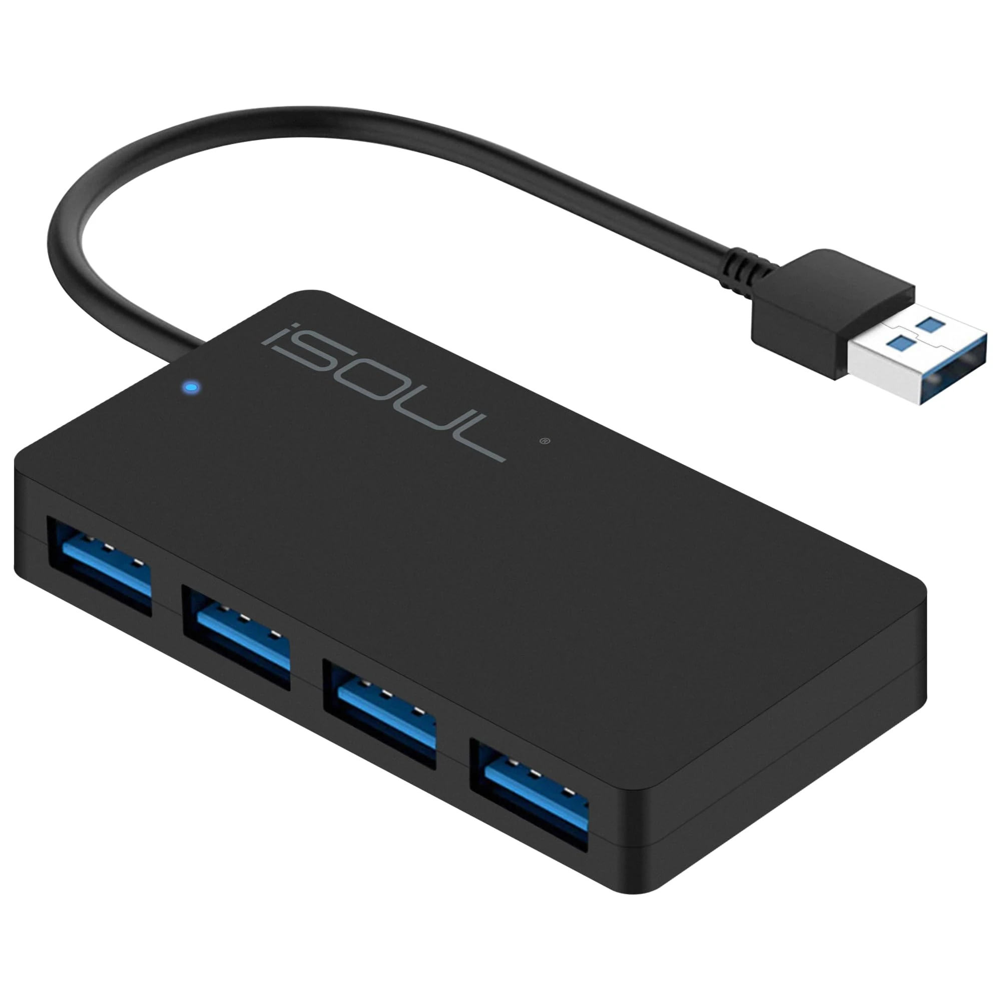 iSOUL USB Hub, 4-Port Ultra-Slim USB 3.0 Hub Portable High speed Expansion Multi USB Hub Splitter Lead Cable For PC Laptop, Desktop, PS3 PS4, Xbox, Wii, MAC, NoteBook, MacBook, NetBook