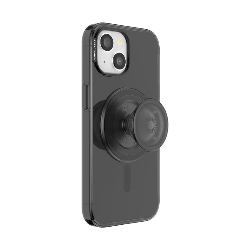PopSockets: PopCase PlantCore for MagSafe - Plant-Based Phone Case for iPhone 15 with a MagSafe Compatible PopGrip - Phone Stand and Grip with a Swappable Top - Black Transluscent