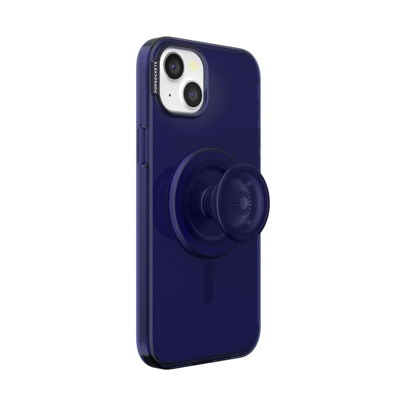 PopSockets iPhone 15 Plus Case with Phone Grip and Slide Compatible with MagSafe, Phone Case for iPhone 15 Plus, Wireless Charging Compatible - French navy