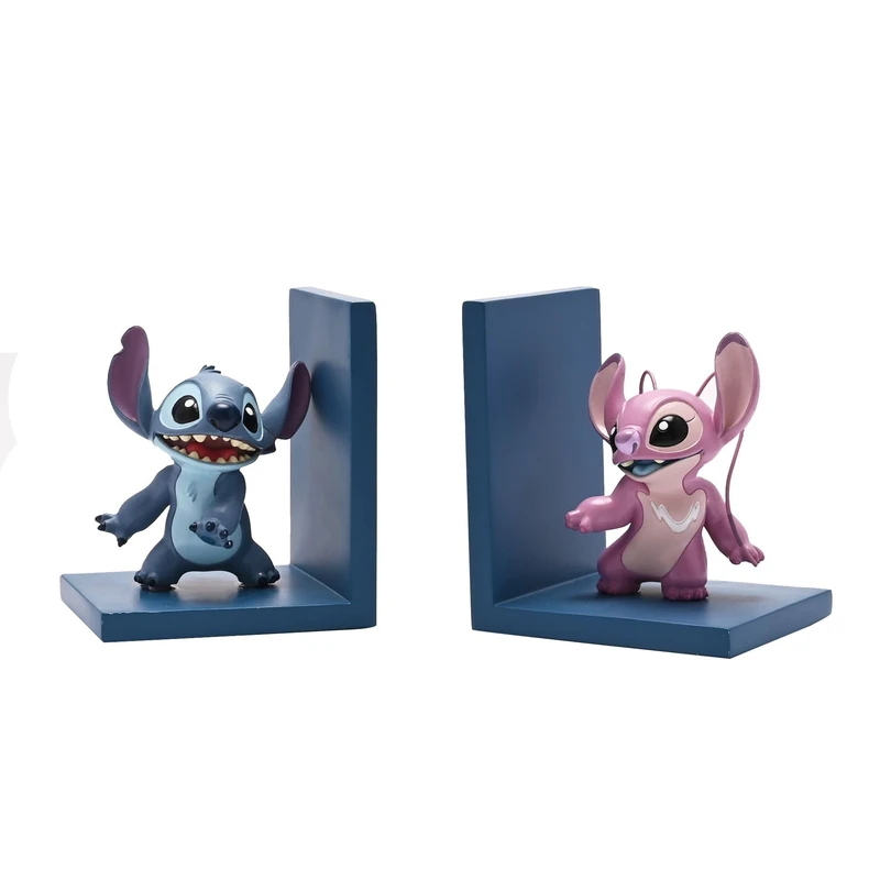 Widdop and Co Disney Icon Stitch and Angel Character Bookends in Gift Box (2 Pack) - Light Blue, Pink Resin - Image 1
