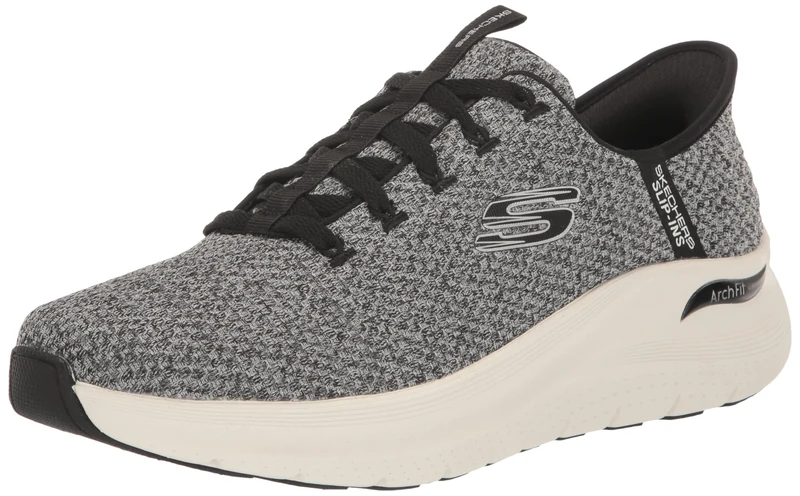 Skechers Mens Slip-ins: Arch Fit 2.0 - Look Ahead Knit Lace Up Slip On Sneaker, White Black, 7 UK X-Wide
