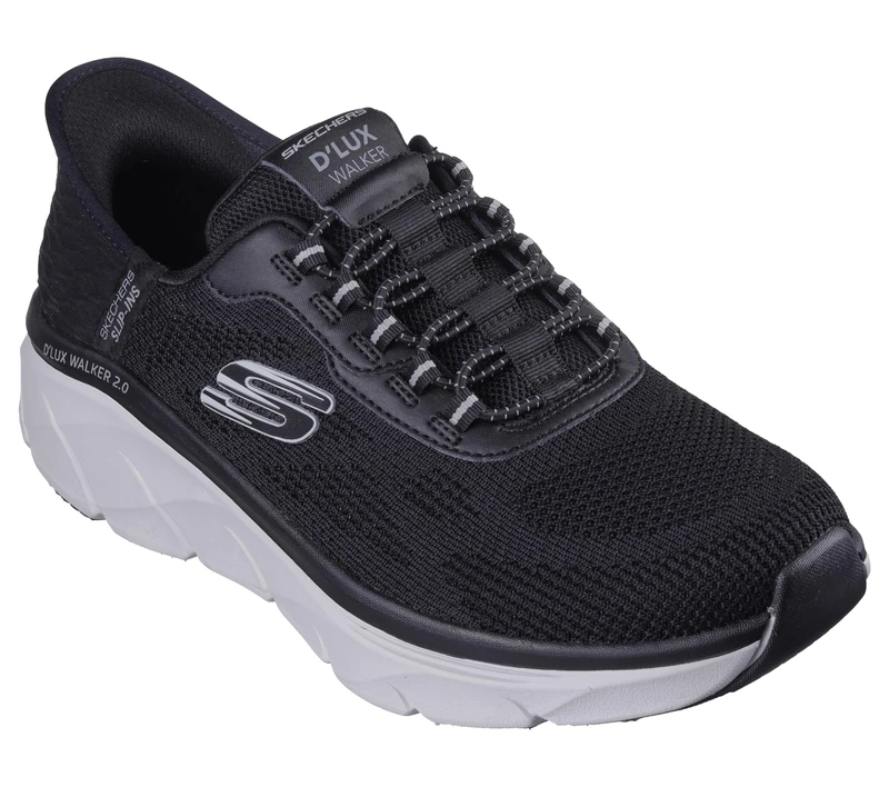 Skechers D Lux Walker 2.0 Rezinate Slip On Runners Mens Black/Gray 12 UK
