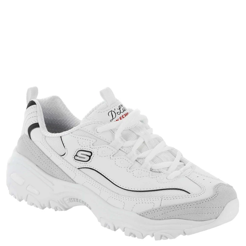Skechers Women's D'Lites NEW Heat Trainers, White Leather/Suede/Mesh/Black & Red Trim, 6.5 UK - Image 1