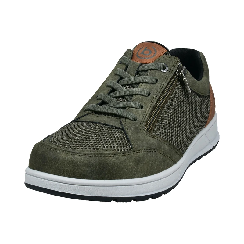 bugatti Men's Casual Sneaker with Zipper, Durable Outsole, Dark Green, 9 UK