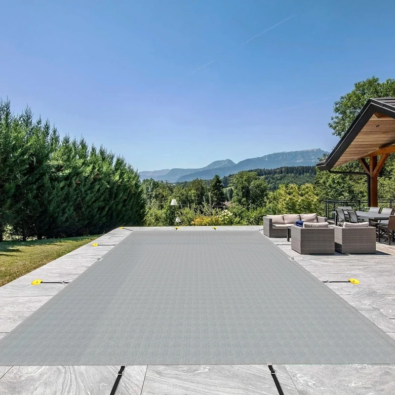 FLORALEAF Winter Pool Cover 14'x24' Light Gray - Heavy Duty Wire Rope