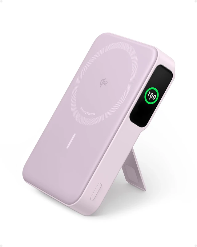 Anker MagGo Power Bank, Qi2 Certified 15W Ultra-Fast MagSafe-Compatible Portable Charger, 10,000mAh Battery Pack with Smart Display and Foldable Stand, For iPhone 16/15/14/13 Only(USB-C Cable Include)