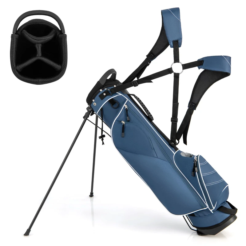SPOTRAVEL Golf Stand Bag, Lightweight Golf Clubs Storage Bags with Adjustable Dual-Strap, 4-Way Top Divider & Foldable Bracket, Waterproof Golf Trolley Bag for Adults (Blue)