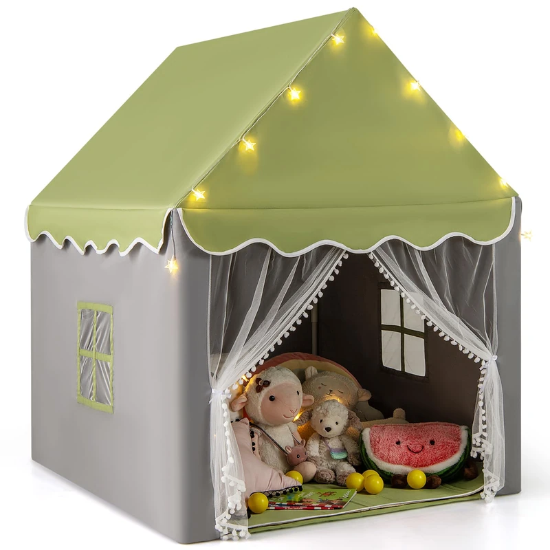 GYMAX Kids Tent, Fairy Play Castle for Girls Boys Gift (Green)