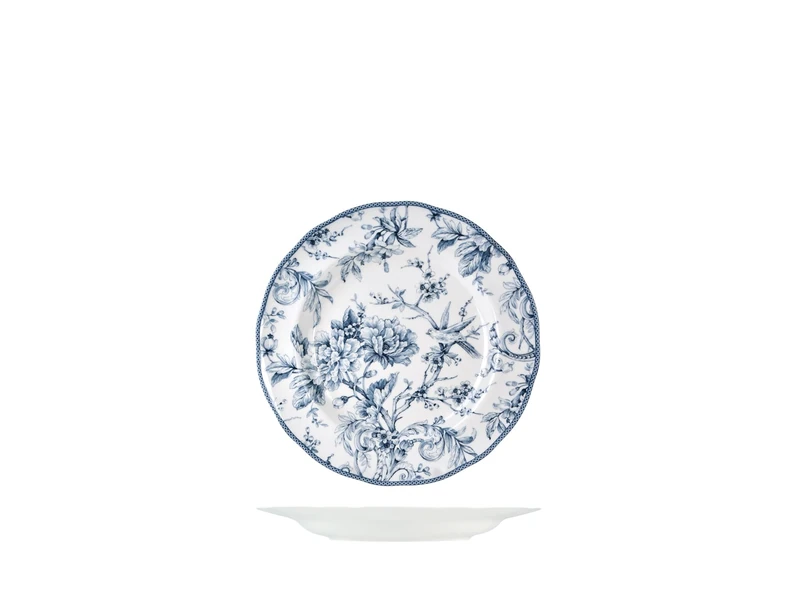 H&H Kensington Set of 6 Fruit Plates, Porcelain, Blue and White, 22 cm, English Style