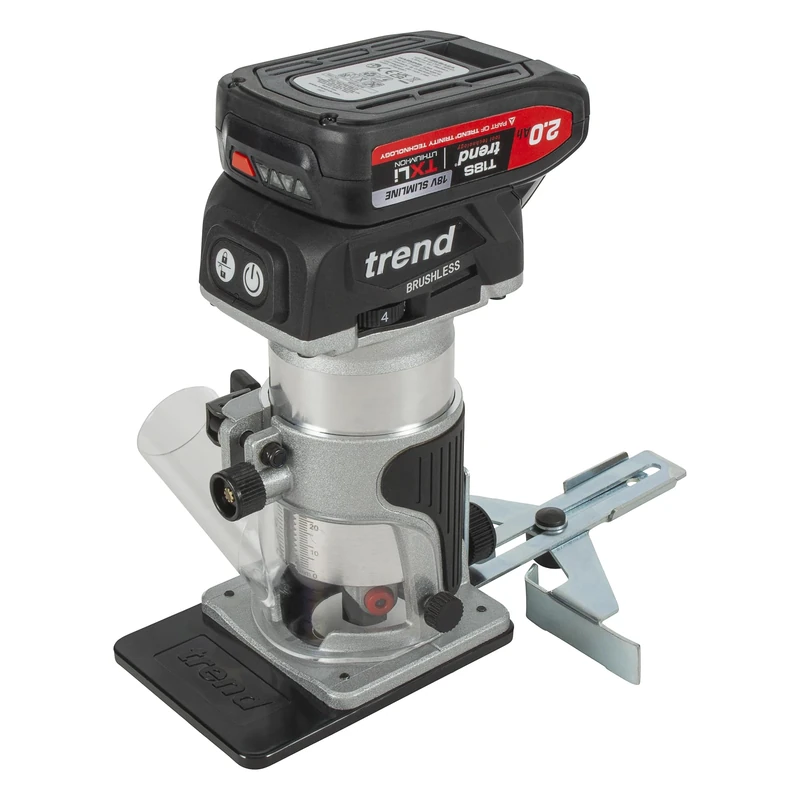 Trend 18V Cordless Trim Router Kit, 1/4 Inch Collet, 1 x 2.0Ah Battery, Compact & Lightweight Routing Set, T18 Range, T18S/R14T1
