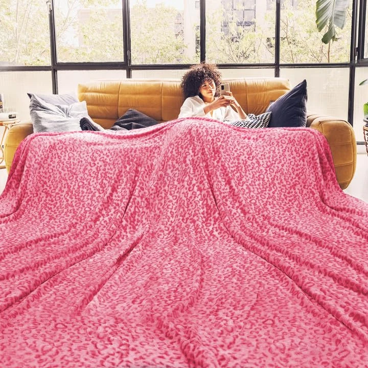 Pink Leopard Print Blanket,Cheetah Throw,Christmas Birthday Gifts for Women