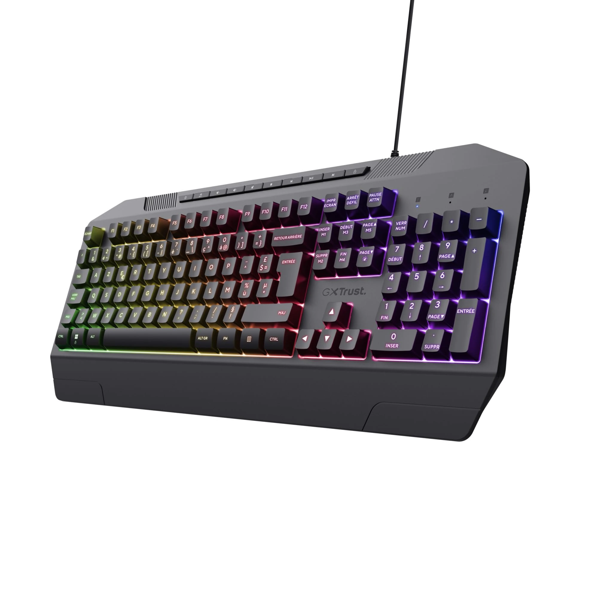 Trust Gaming GXT 836 Evocx USB Wired French AZERTY Gaming Keyboard, 78% Recycled Plastics, RGB LED Lighting, 25 Anti-Ghosting Keys, Membrane Gaming Keyboard, PC/Laptop