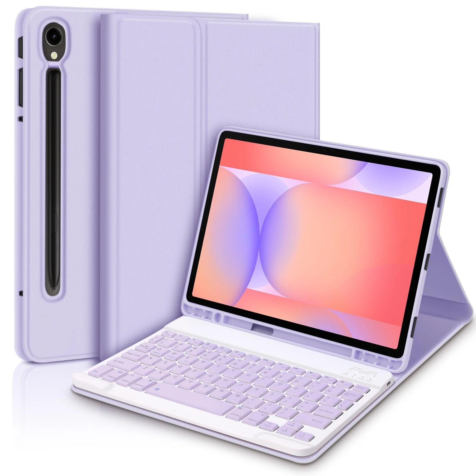 GOKOCO for Samsung Galaxy Tab S10 Lite/S10 FE/S9 FE 10.9"/Tab S9 11" Keyboard Case,Magnetic Detachable Wireless Bluetooth Case with S Pen Holder-Purple
