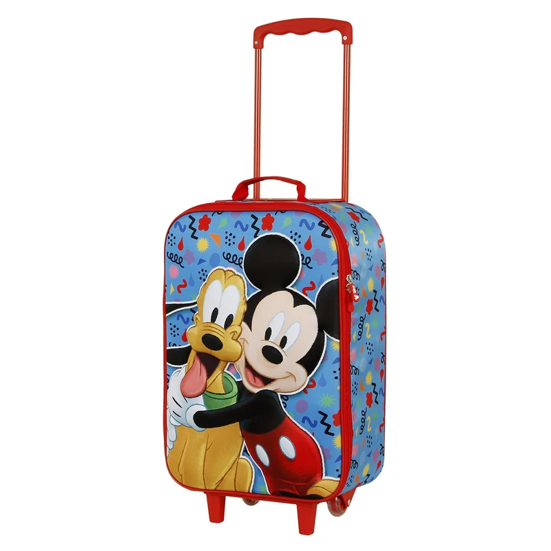 Disney Mickey Mouse Mates-Soft 3D Trolley Suitcase, Blue, 17 x 33 x 52 cm, Capacity 26 L