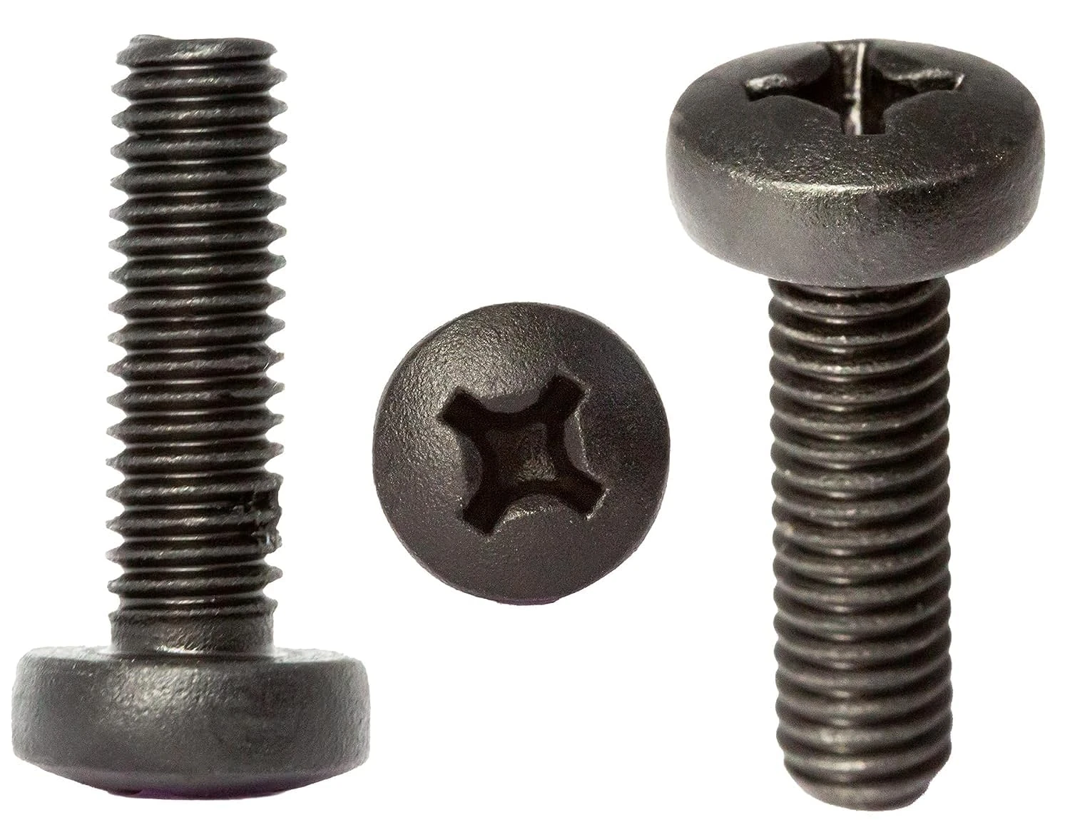 M4 (4mm x 12mm) Black Zinc Flake Phillips Pan Head Machine Screws Metric Steel Fully Threaded DIN 7985 (Pack of 20) N07ABC