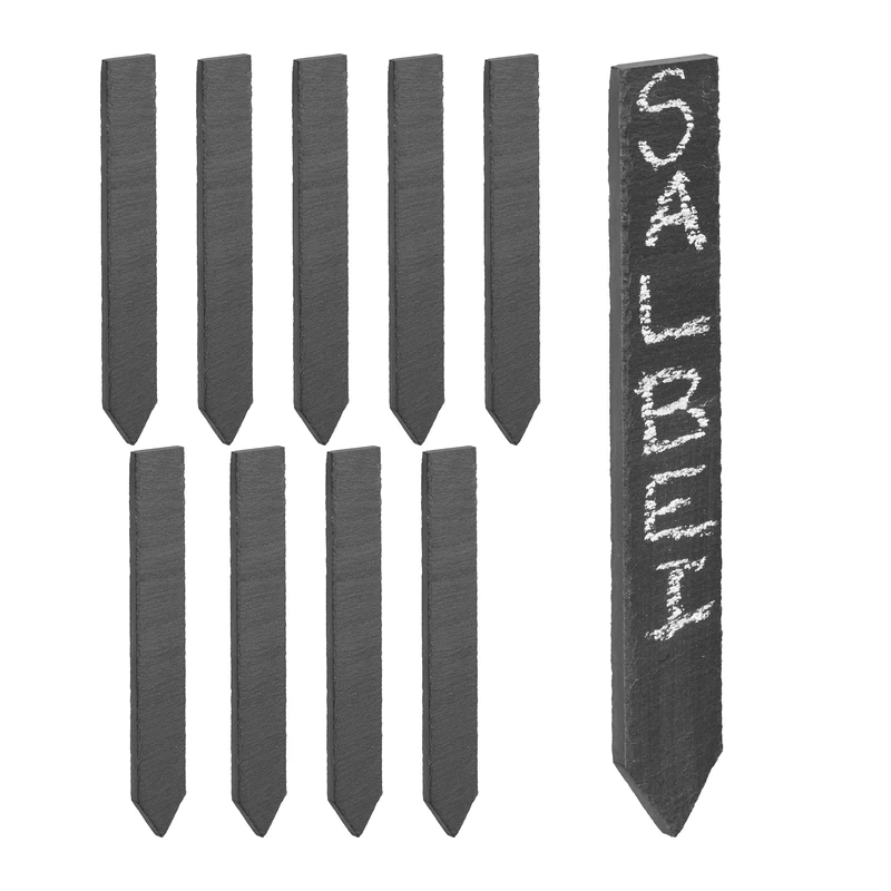 Relaxdays 10x Labels, for Garden & Herb Beds, Plant Tags for Inscription, Plug-in, HxW: 20x3 cm, Slate, Anthracite