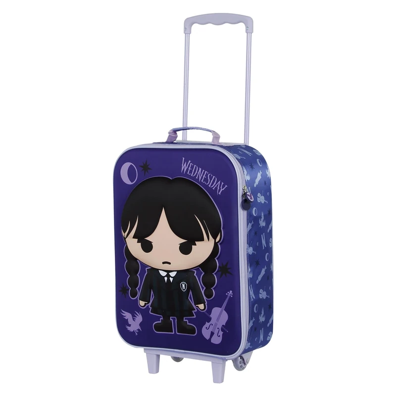 Karactermania Wednesday Chibi-Soft 3D Trolley Suitcase, Lilac, 17 x 33 x 52 cm, Capacity 26 L - Image 1