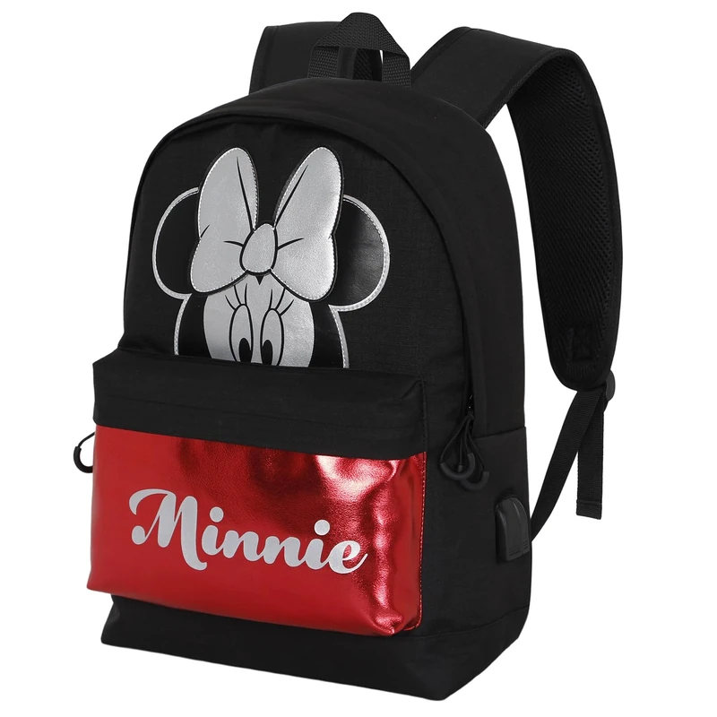 Disney Minnie Mouse Sparkle-HS Silver Backpack, Black, 18 x 30 x 41 cm, Capacity 22 L