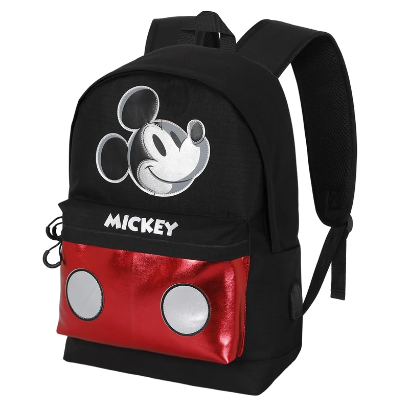 Disney Mickey Mouse Iconic-HS Silver Backpack, Black, 18 x 30 x 41 cm, Capacity 22 L