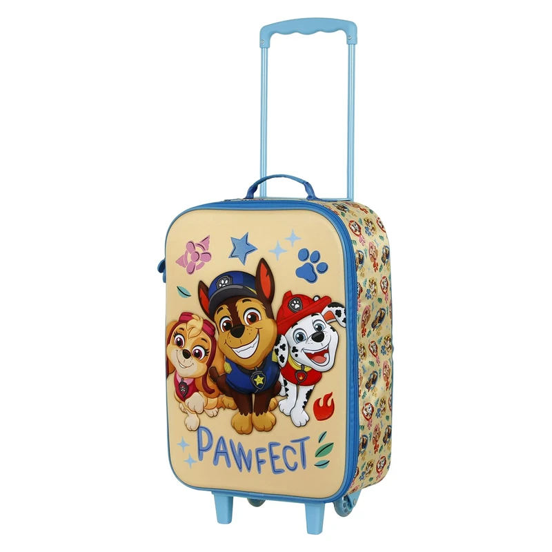 Paw Patrol Friendship-Soft 3D Trolley Suitcase, Blue, 17 x 33 x 52 cm, Capacity 26 L