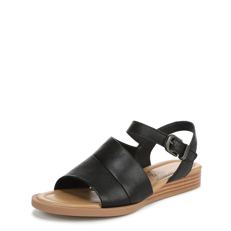 Blowfish Malibu Women's Ardice Flat Sandals, Black Faux Leather, Medium Fit, UK 3