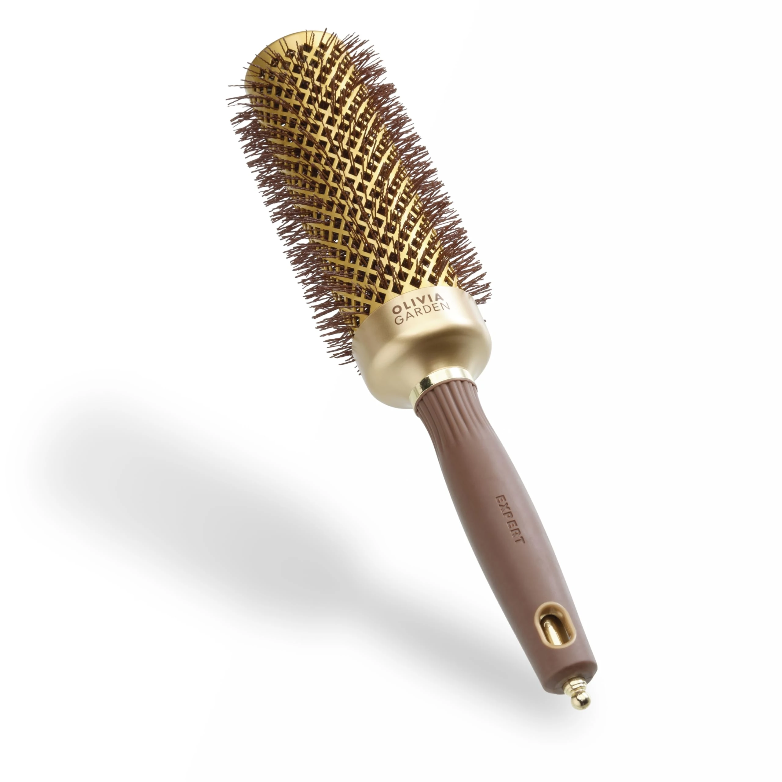 Olivia Garden Expert Blowout Speed – Gold & Brown - 45 - Ceramic Coated Round Brush with Extra Long Barrel for 25% Faster Blowouts