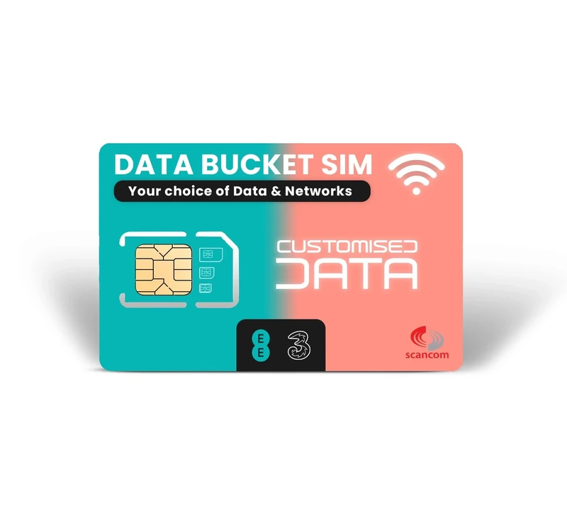 Scancom Build your own Data Sim Card - Choose your Data Bucket combination between EE, Three, O2, and Vodafone (EE and Three, 25GB)