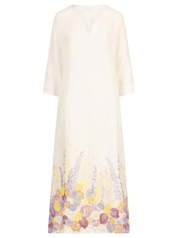 Mint & Mia Women's Linen Dress, White/Multi-Coloured, 14