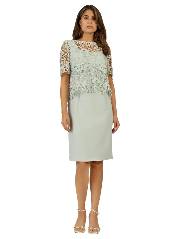 APART Fashion Women's Sheath Dress with lace Jacket Formal Night, Light Mint, 10