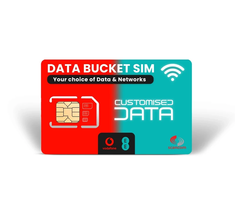 Scancom Build your own Data Sim Card - Choose your Data Bucket combination between EE, Three, O2, and Vodafone (Vodafone and EE, 25GB)